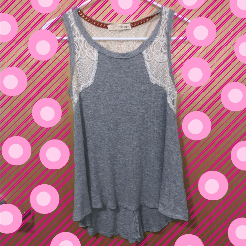 Flowy Grey Tank with Lace Detail